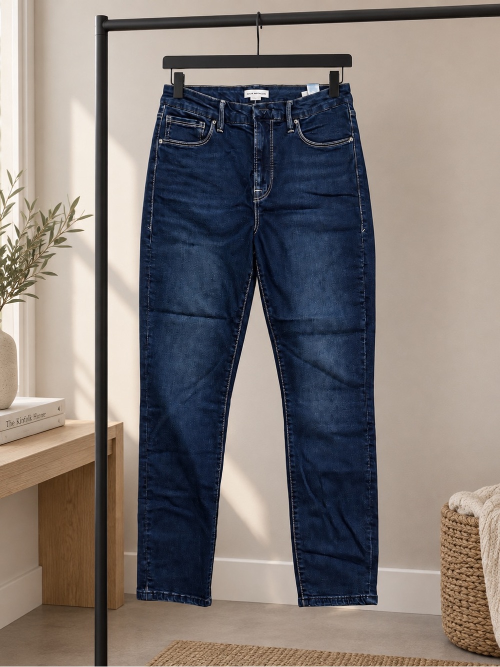 Good American Indigo High-Rise Straight Jeans